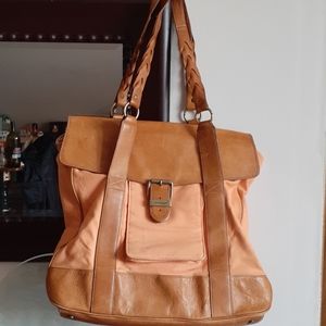 Eddie Bauer Canvas Leather Leather Hobo Bag